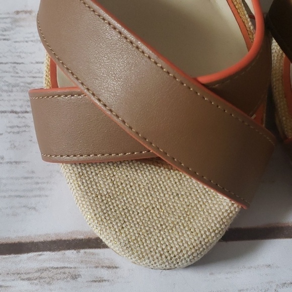 Cato brown and orange strap wedges - Picture 2 of 8